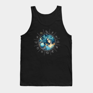 ZODIAC Aquarius - Astrological AQUARIUS - AQUARIUS - ZODIAC sign - Van Gogh style - 2 Tank Top